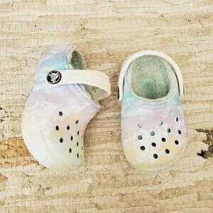 Crocs Ralen Classic Lined Blue Swirl Glitter Shoe 5